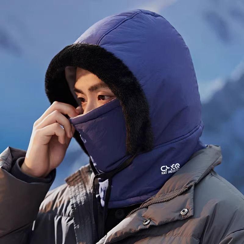 New hat women's autumn and winter cycling warm scarf men's mask integrated windproof pullover hat cold-proof ear protection Lei Feng hat