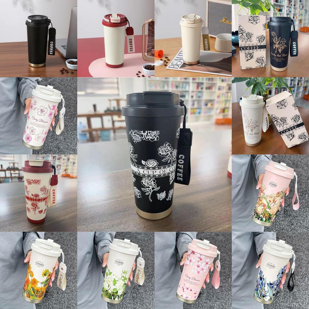 Modern Stainless Steel Insulated Coffee Cup With Double Lid For Office And Travel