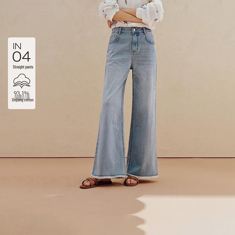 INMAN Women s Retro Washed Raw Hem Straight Leg Jeans 28 джинсовый синий