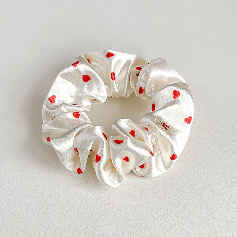 Crystal Satin Printed Large Intestine Hair Band Small Love Ponytail Headband Rubber Band 2026