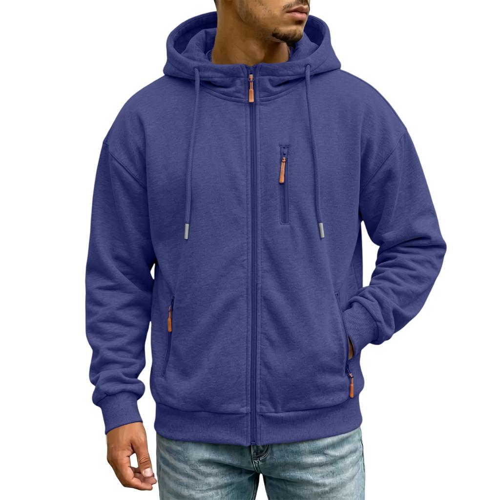 Men's Casual -Lined Hooded Zip-Up Sweatshirt with Pockets Long Sleeve Athletic Jacket