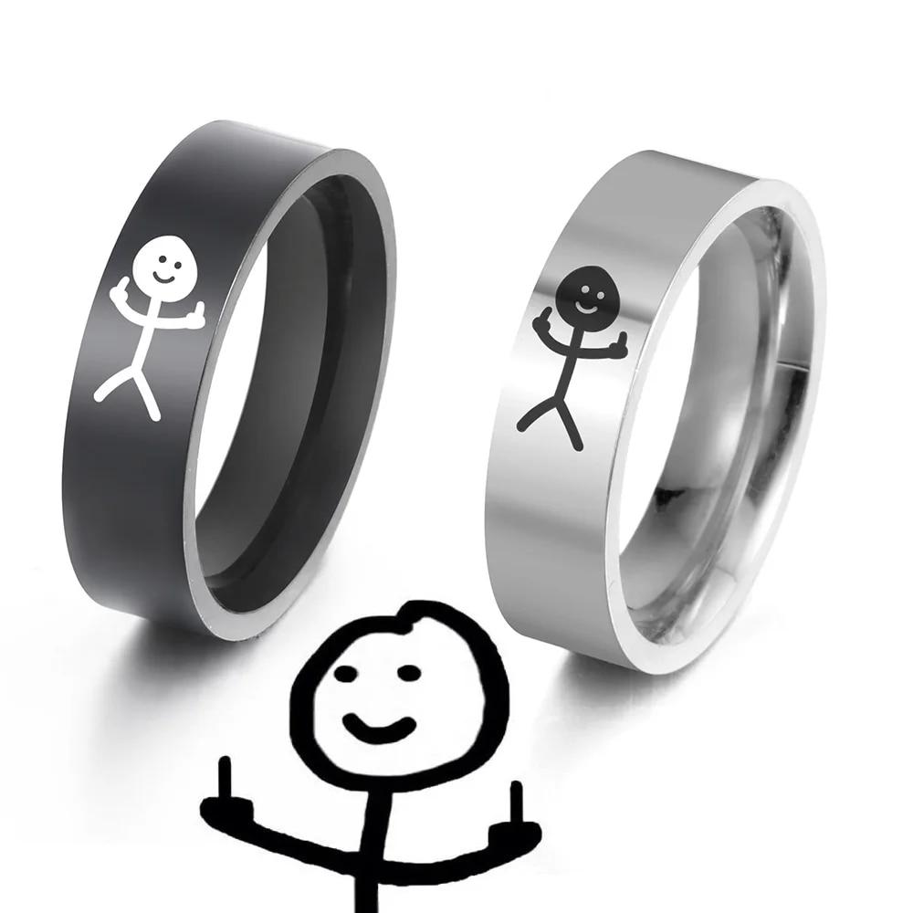 

Dreamtimes простой тренд забавное кольцо Stickman на средний палец хип-хоп Fuxk You Doodle кольца для мужчин пара вечерние новые подарки ювелирные изделия
