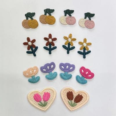 Fresh Little Flower Tulip Embroidery Patch Clothing Accessories Ins Colorful Cute Little Cherry Series Embroidery Cloth