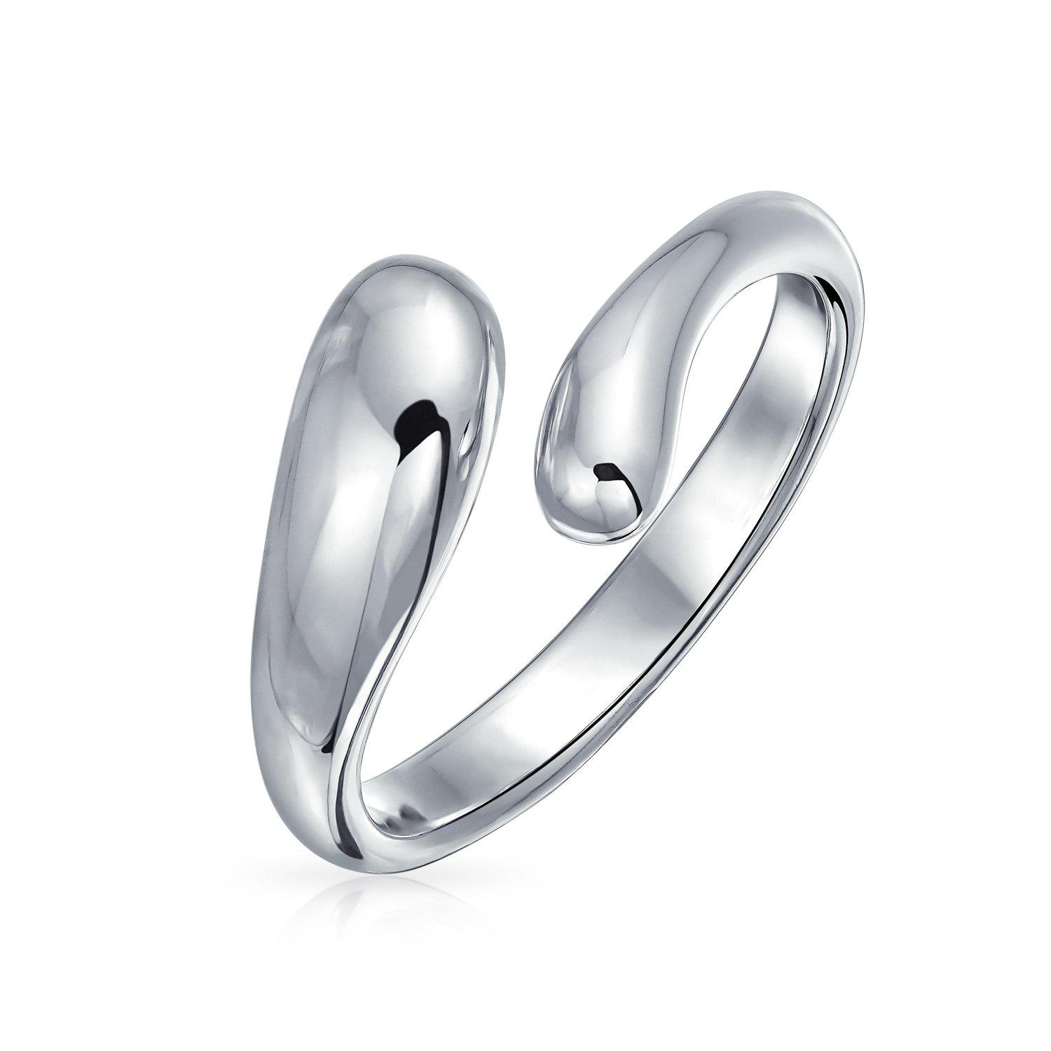 

Geometric Open Bypass Tear Ring Band For Girlfriend Teens Sterling Silver Sleek .925