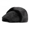 Winter Men's Cap Plush Thicken Berets Hat With Ear Flap Duckbill Newsboy Middle Aged Elderly Herringbone Flat Peaked Hat Male