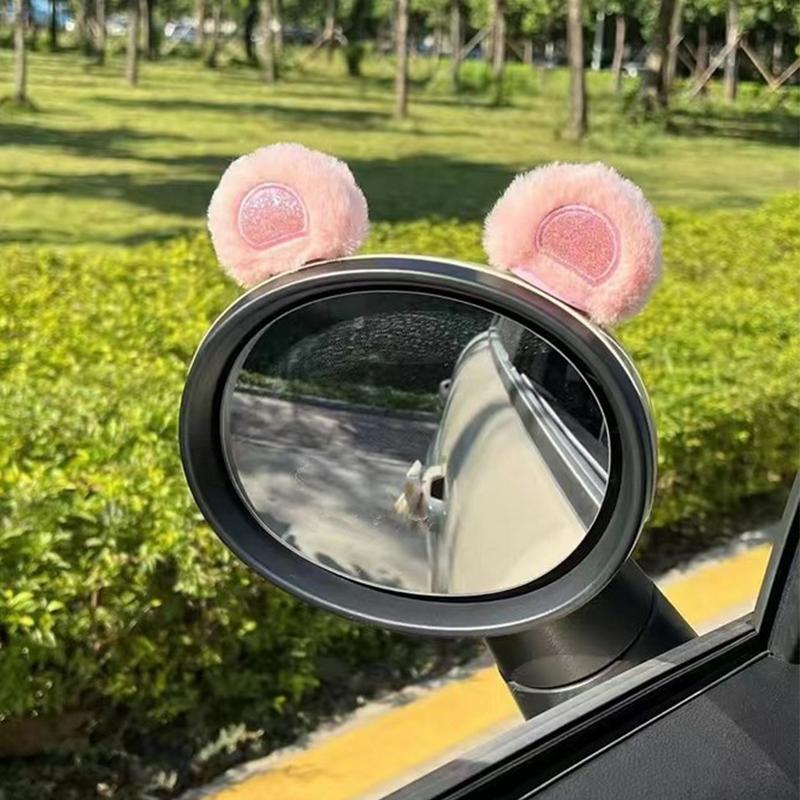 Urocze naklejki 3D z uszami królika Pasek chroniący przed uderzeniami Samochodowe lusterko wsteczne Dekoracja wnętrza Pluszowa naklejka Kawaii na lusterko wsteczne Dekor