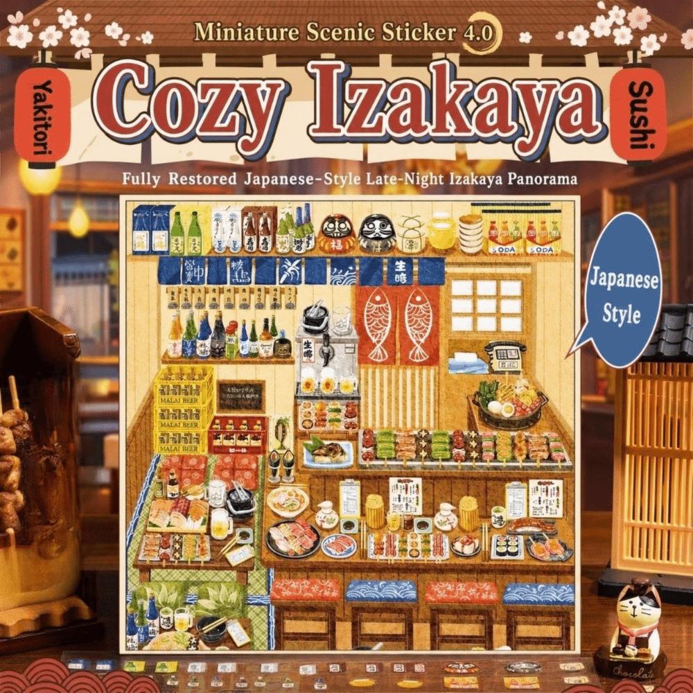 Stress‑relief 3D Miniature Scene Stickers Izakaya Scene DIY Cabin Scene Sticker Toy