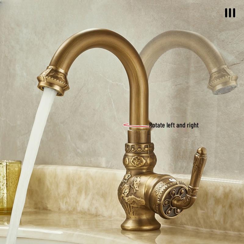TLXT Vintage Brass Basin Faucet