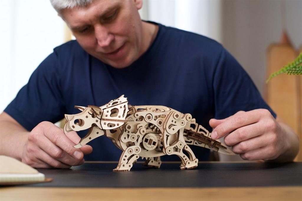 Puzzle 3d drewniane dinozaur triceratops ugears