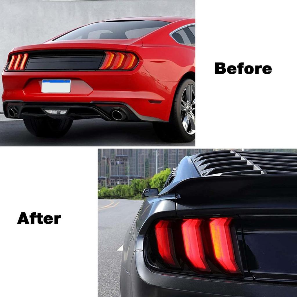RT-TCZ Tail Light Lamp Cover Guard Trim Frame Bezels Decoration Accessories For Ford Mustang 2018   (Black)