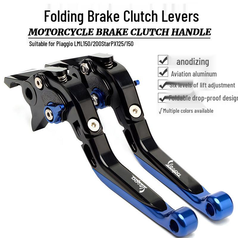 

Folding Brake Clutch Lever for Piaggio LML150/200 and Star PX125/150 Black/Black/Orange