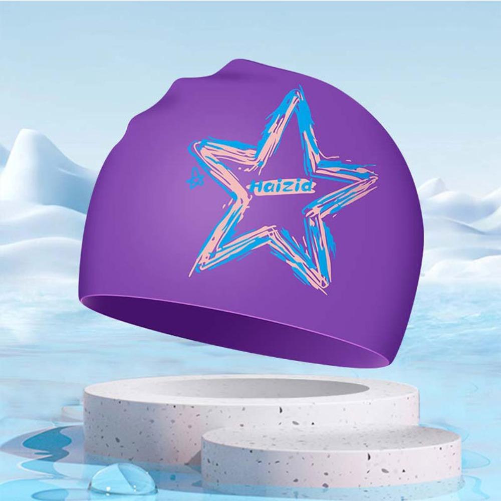 Star Swimming Hat Silica Bathing Cap Water Sport Diving Cap  Swim Pool