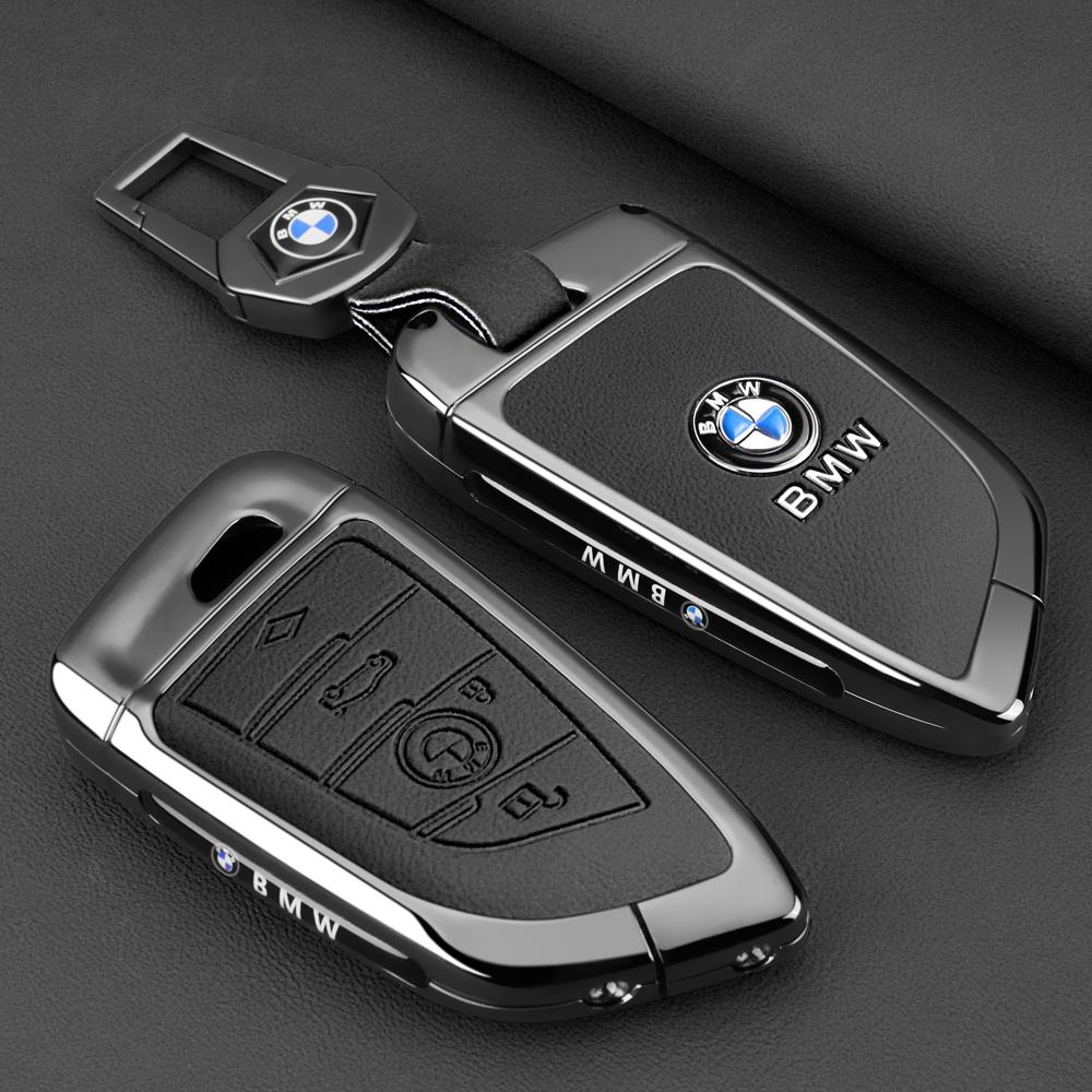 Leather Car Key Case Cover Protective Shell Keychain Buckle For BMW X1 X3 X5 X6 X7 1 3 5 6 7 Series G20 G30 G11 F15 F16 G01 G02
