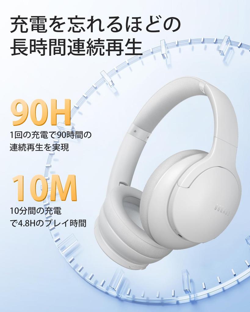 DOQAUS LIFE4 Wireless Bluetooth Up to 90 Hours of Continuous 3 EQ AAC Wired and Wireless Design for Comfort Headphones, 5.3, Playback, Modes,