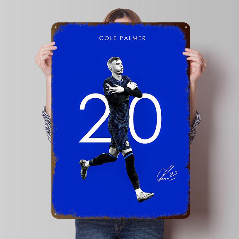Коул Палмер Футбольный Жестяной Постер Индивидуальное Настенное Искусство Винтажные Металлические Вывески Ретро Жестяная Табличка для Декора Комнаты Офиса 20x30cm（7.8x11.8inch）