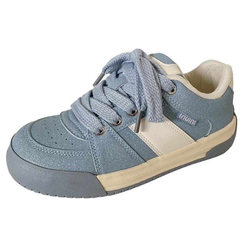 

B-9372 latex insole/platform bread shoes women s suede niche popular leisure 2024 new board shoes 40 небо синє кольору