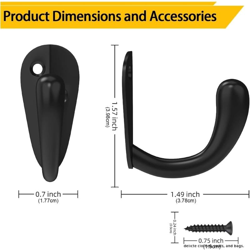 Pack of 20 Zinc Alloy Wall Hook Sturdy Waterproof Rustproof Ideal for Multipurpose Use in Any Room for Jackets Robes Bags