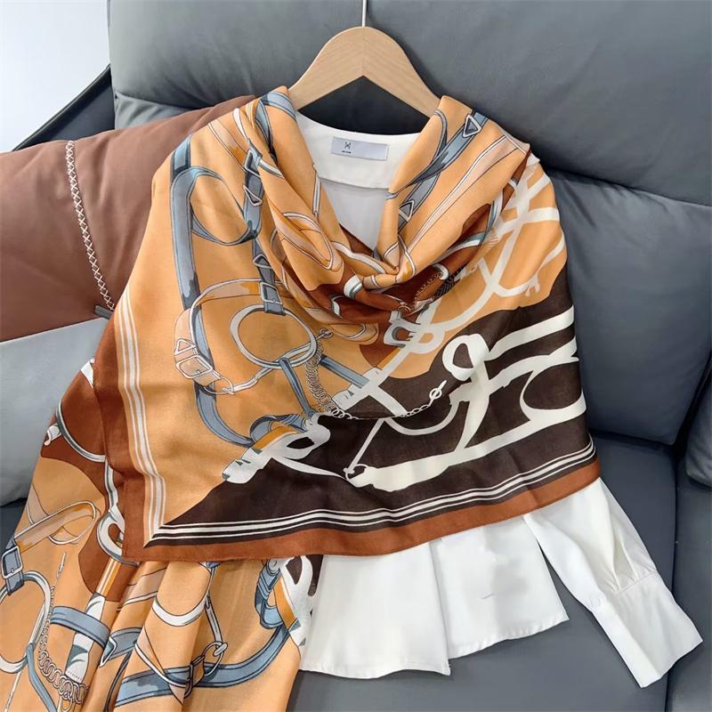 New Cotton Linen Scarf Versatile Printing Long Scarf Spring Autumn Korean Style Shawl Outerwear Warm Fashionable Women'S