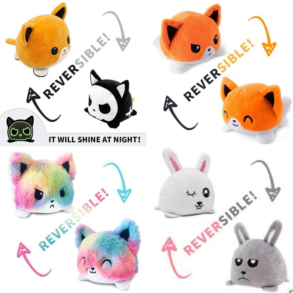 Reversible Flip Cat Plush Stuffed Toy Soft And Cute Animal Doll For Children Gifts