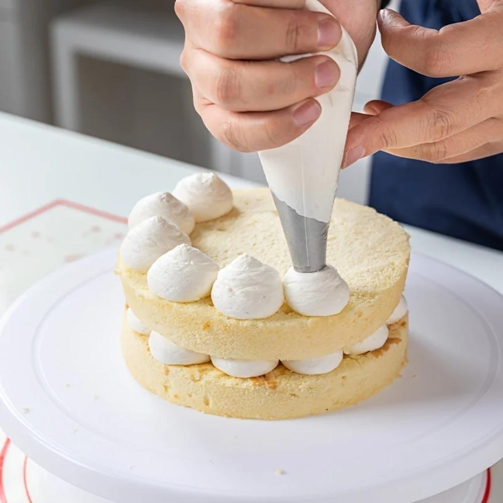 Plastic Cake Turntable White Round Cake Revolving Spinner Stand for Baking Cupcake Cookie Muffin Baking Supplies Accessories