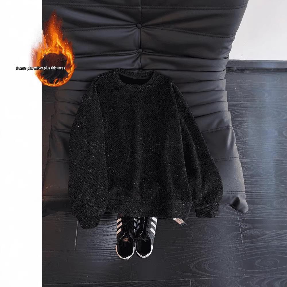 Men's 2026 Zebra Print Velvet-Lined Heavyweight Hoodie: Full Sky Stars, Round Neck, American Style, Autumn/Winter.