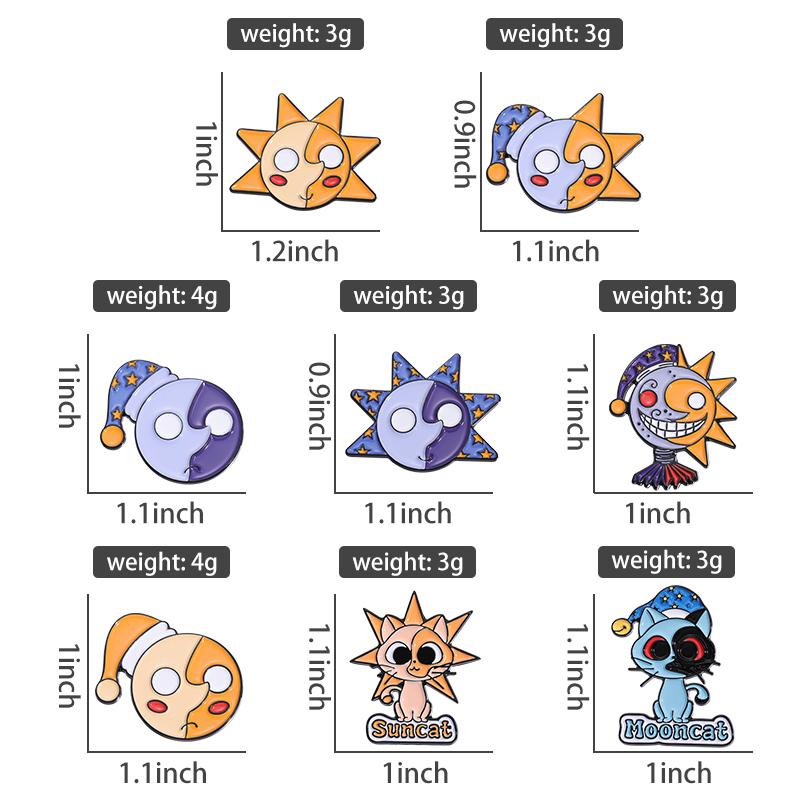 Broches de Esmalte Sol e Lua Boa Noite Broches Personalizados Suncat e Mooncat Insígnias de Lapela Joias Engraçadas Presente para Crianças Amigos