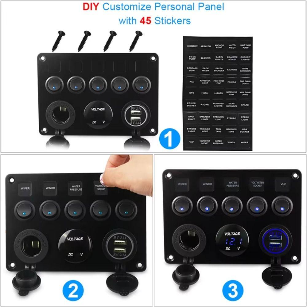 12V/24V Inline Fuse Box Dual USB Socket ON-OFF Toggle For Car LED Voltmeter Power Outlet  Camper