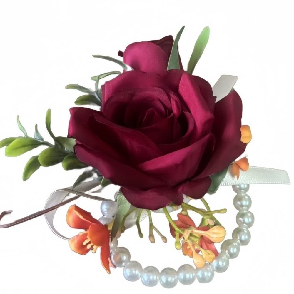 Eleganckie Sztuczne Boutonniere Kwiaty Jedwabne Kwiaty Kwiat na Piersi Pana Broszka z Róży Studniówka