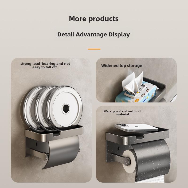 Wall-Mounted Waterproof Toilet Paper Holder - Punch-Free Bathroom Tissue Box