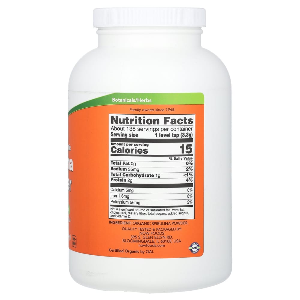 Now Foods Certified Spirulina Powder, 1 Pound (454 g)