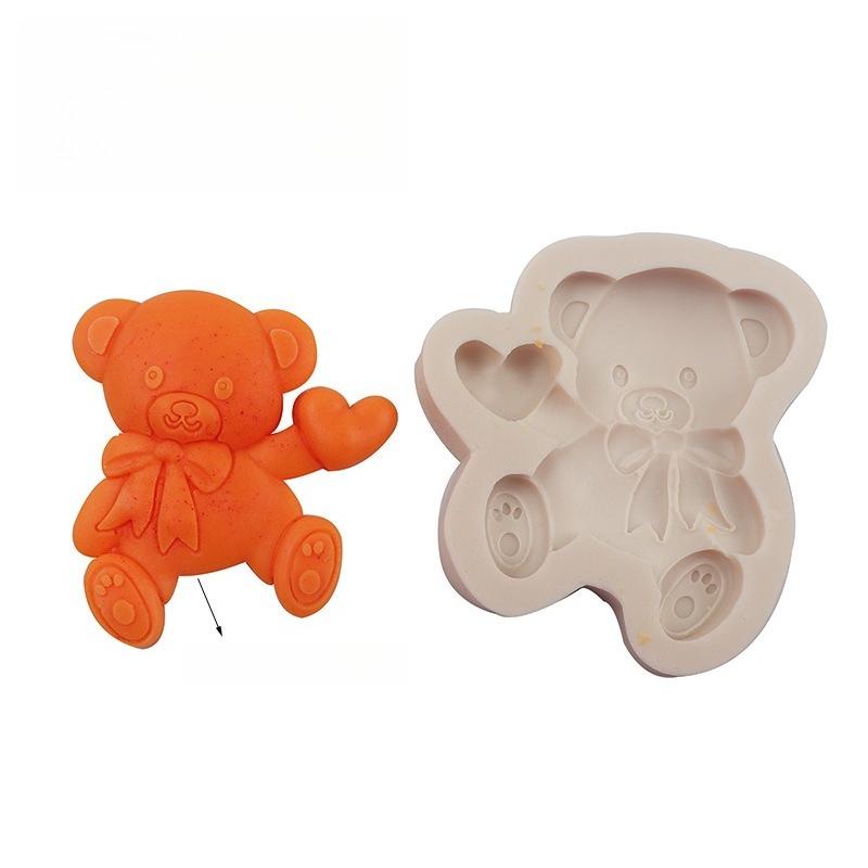 1pc Heart-Shaped Teddy Bear Silicone Mold