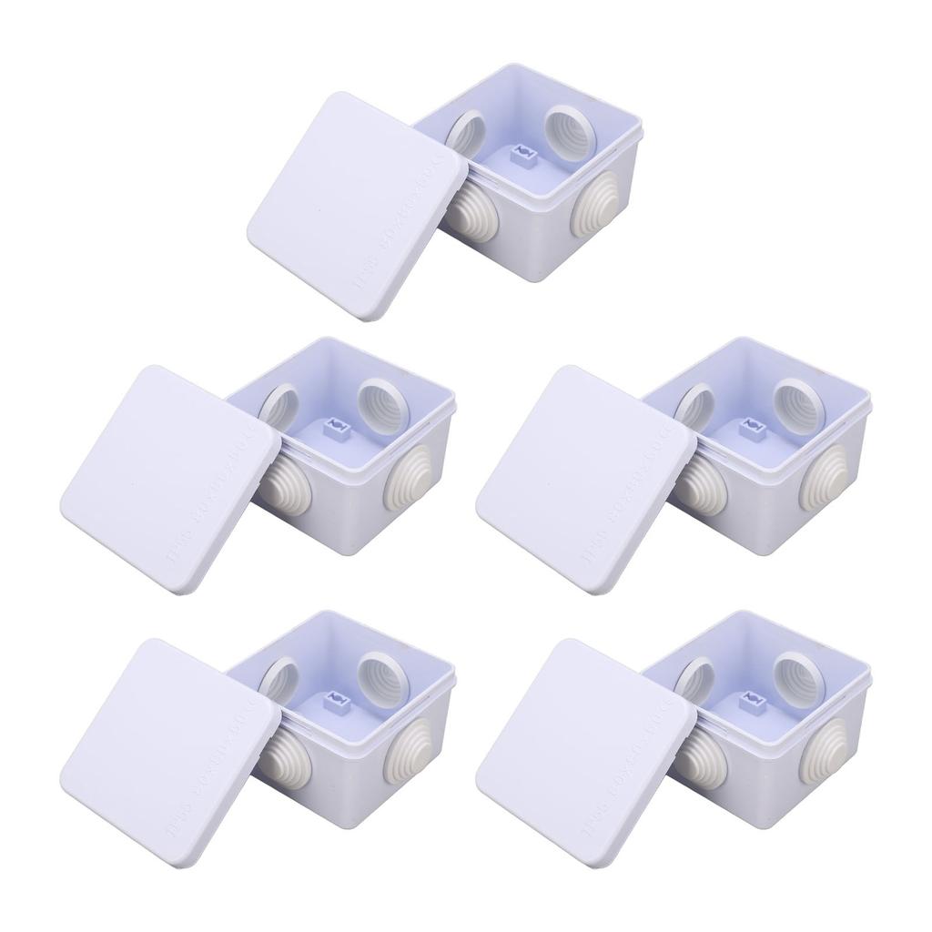 5Pcs Plastic Waterproof Cable Box with Rubber Plug IP55 Waterproof Plug Junction Wire Box