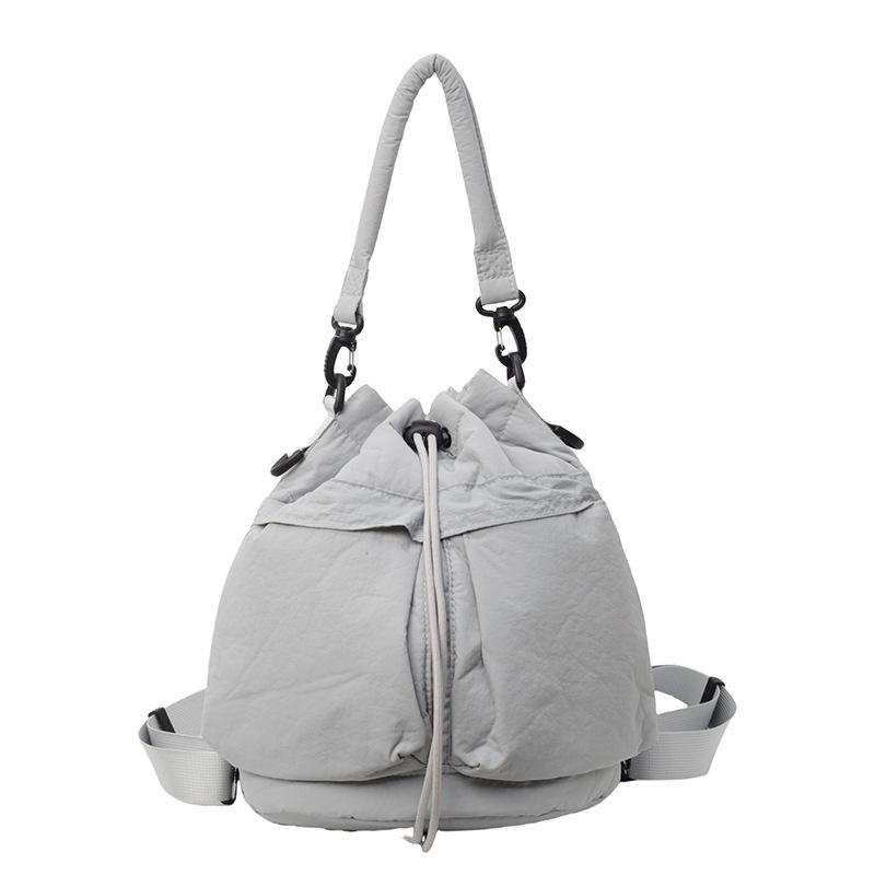 Waterproof Lightweight Cross-Shoulder Crossbody Bag Fashion Casual Large Capacity Drawstring Bucket Bag Simple Casual WOMEN'S Bag