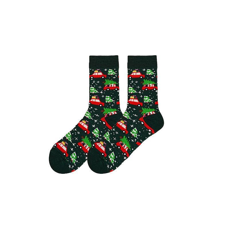 1 Pair New Santa Claus Men'S Socks Elk Tide Socks Christmas Tree Geometry Happy Funny Socks