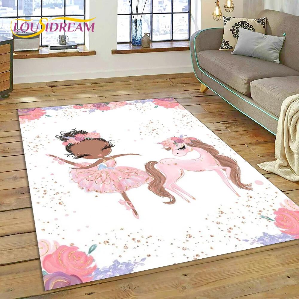 Cute Dream Ballet Girl Ballerina Fairy Carpet Rug for Bedroom Living Room Home Sofa Decoration,Child Game Large Decor Floor Mat
