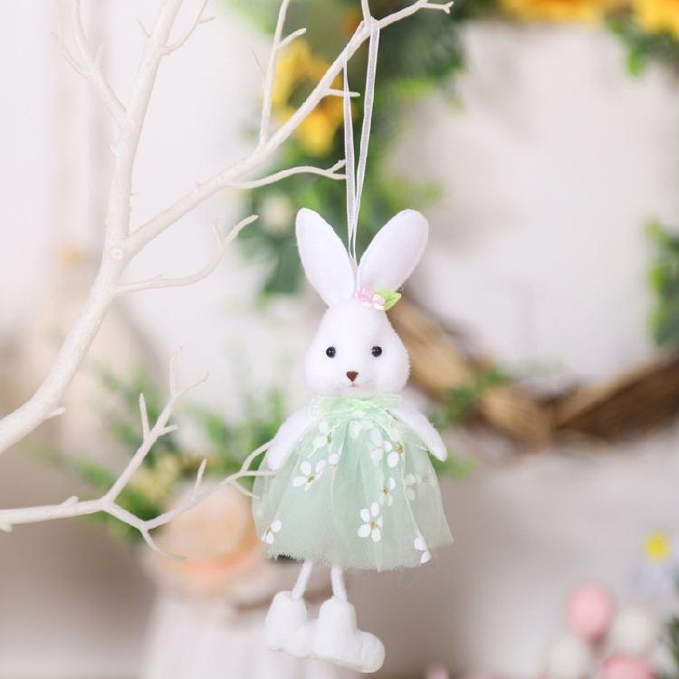 4Pcs Holiday Rabbit Ornaments with Dress Finish for Decorating Holiday Tables Garden and More
