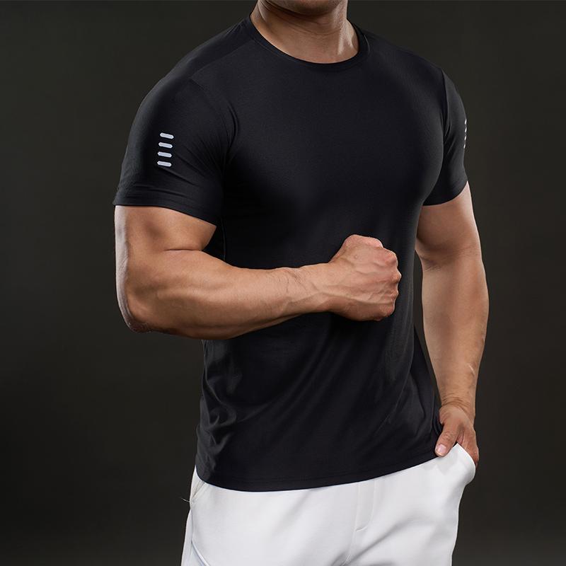 Wygodna Sportowa i Casualowa Stylizacja Modny Dopasowany Elastyczny Fitness Outdoorowy T-shirt z Krótkim Rękawem