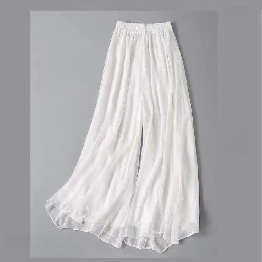 WTEMPO Trousers Skirt Chiffon Wide-leg Pants Double-layer Pendant Feeling National Style Hanfu Bottoming Horse Skirt Lining
