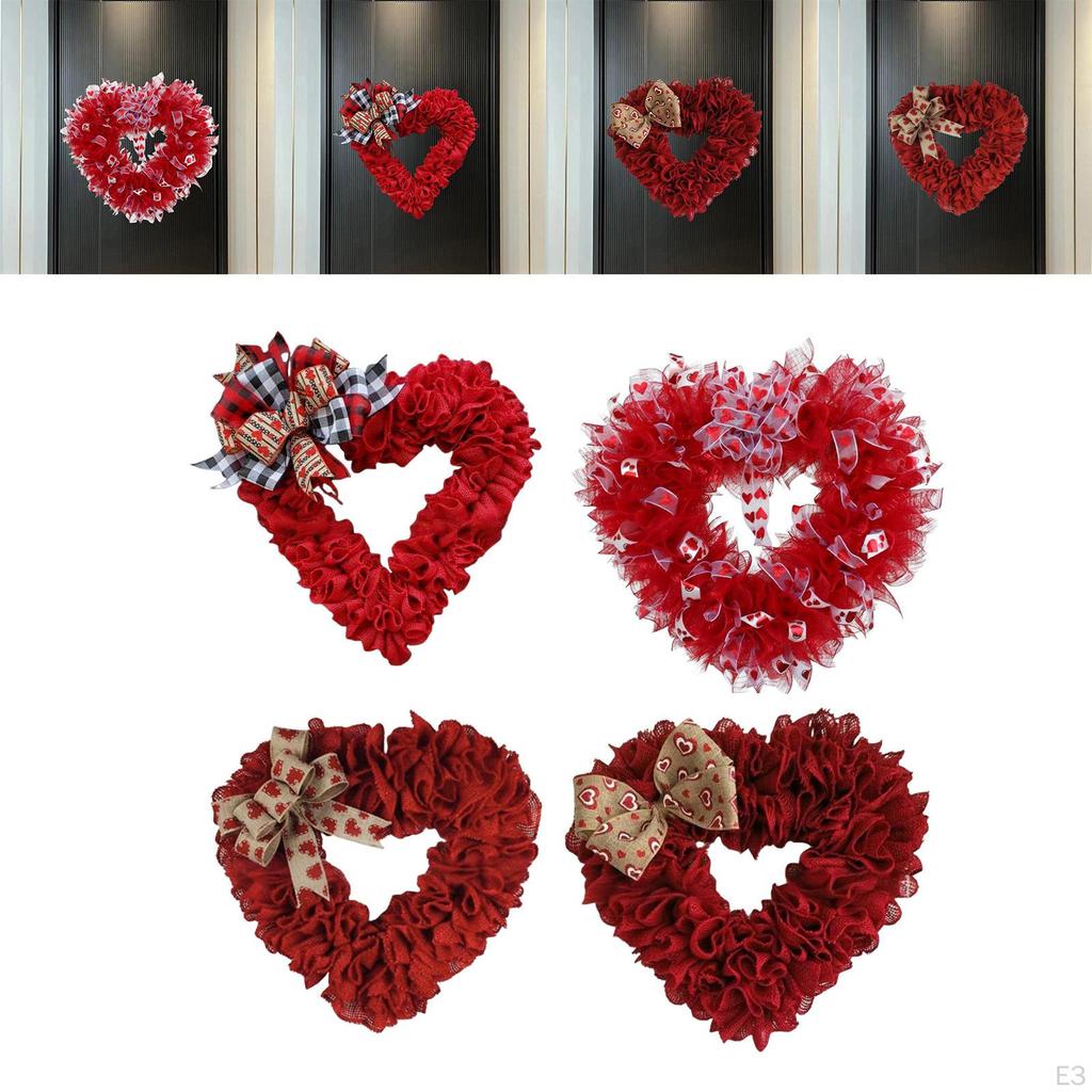 Heart Wreath Versatile Front Door Decoration for Engagement Celebration Wall Style A