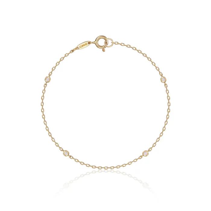 14k Diamond Mini Bezel Point Bracelet (14k Gold) #LCB02