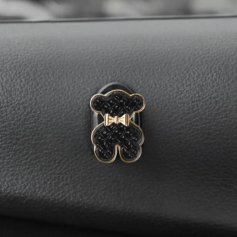 2PCS/1Set Crochets de Voiture Ours Fleur Montés au Mur Décoration d'Intérieur Crochets Porte-Divers Fleuris Multifonctionnel Organisateur de Masques Clés Cintres