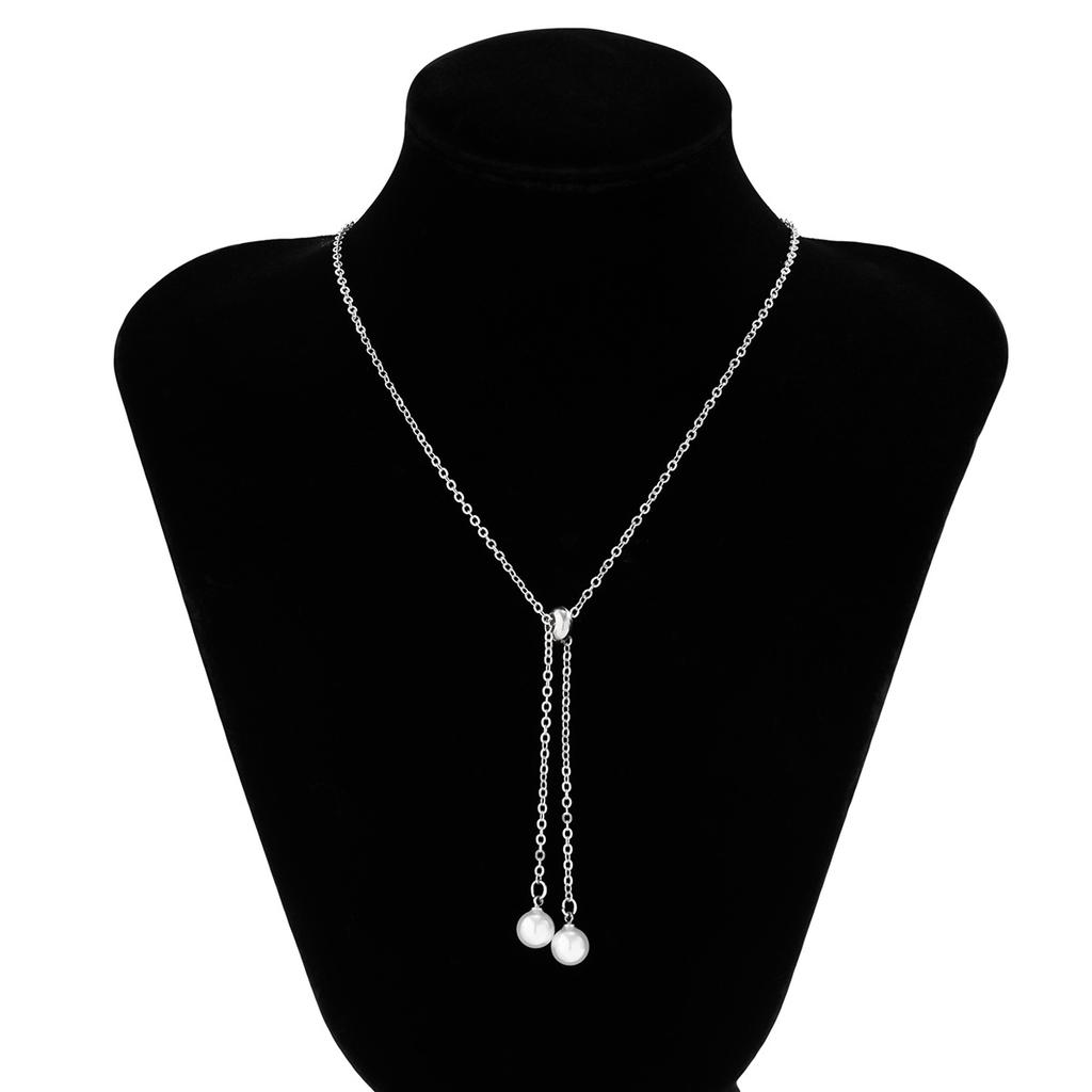 Temperament Imitation Pearl Star-shaped Fringed Necklace, Simple Pastoral Water Drop-shaped Pendant Necklace for Women