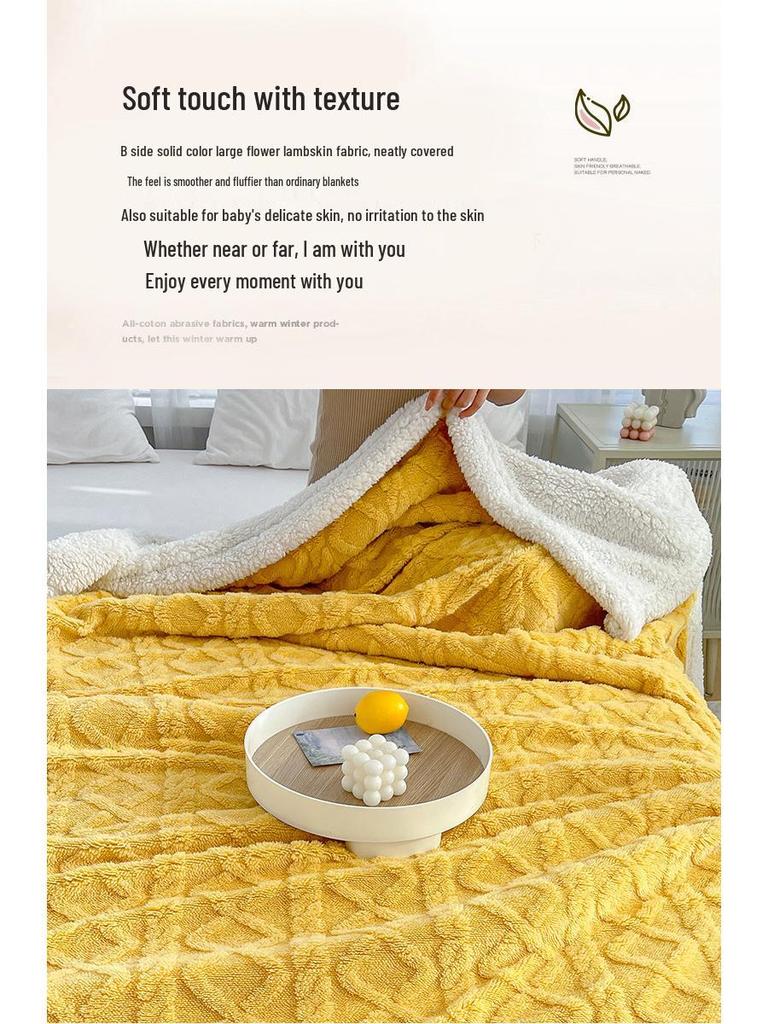 Velvet Taffeta Double-Layer Fleece Winter Blanket Quilt Cover for Office Nap
