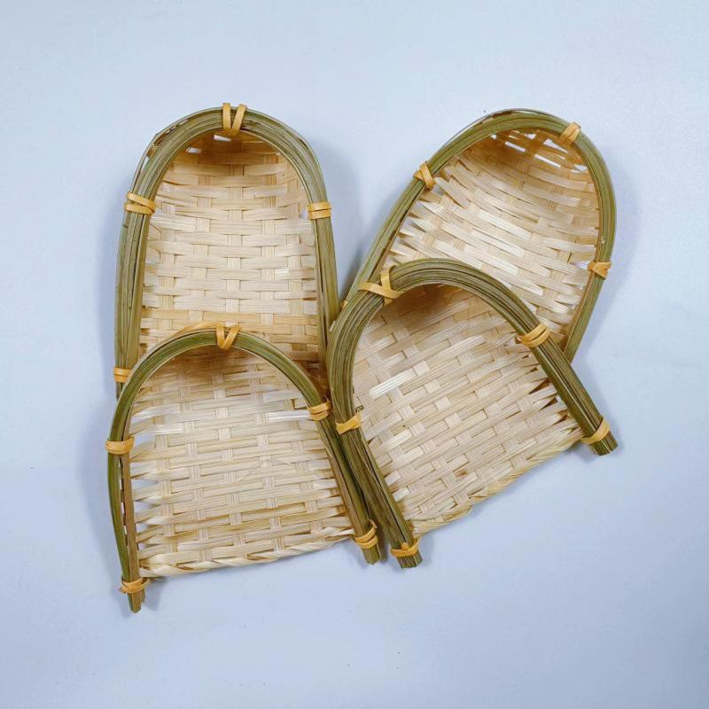 Bamboo Woven Dustpan Small Winnowing Basket Woven Craft Miniature Wall Decoration Photography Prop