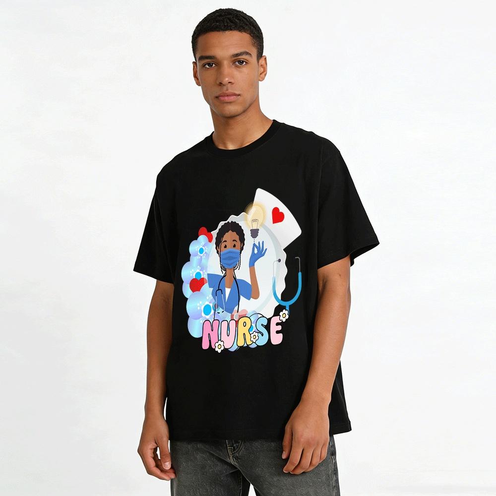 Camiseta Impresa de Agradecimiento a las Enfermeras Cómodo Top Casual de Manga Corta Camiseta de Algodón Puro