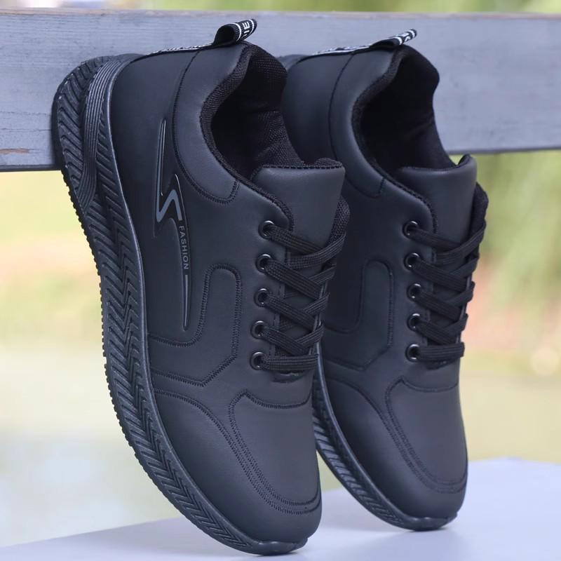 

Мужские черные водонепроницаемые кожаные повседневные спортивные кроссовки — осень/зима, нескользящие, износостойкие, идеально подходят для бега и работы. 42