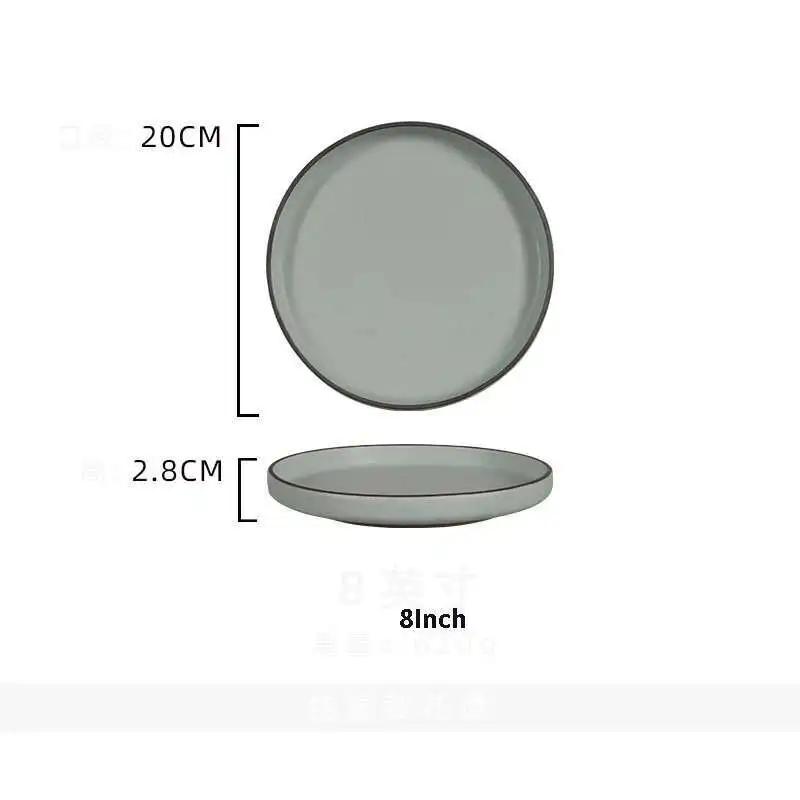 Japanese Ceramic Dinner Plate Steak Food Tray Tableware Straight Edge Flat Plate Salad Pasta Dish Dinnerware