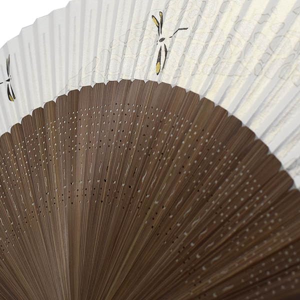 Folding Kyoto Made In Carved Karaki Large Short Pearlescent Dragonfly Fan, Style, Japan, High-quality Wood, Length, Background, Design.