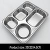 304 Stainless Steel Square 5-Compartment Meal Tray Set