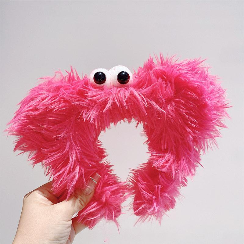 New Funny Plush Ugly Doll HairBand Female Winter Cute Cartoon Face Wash Hairband Hair Hoop Korean Girl Hair Grotto Headband